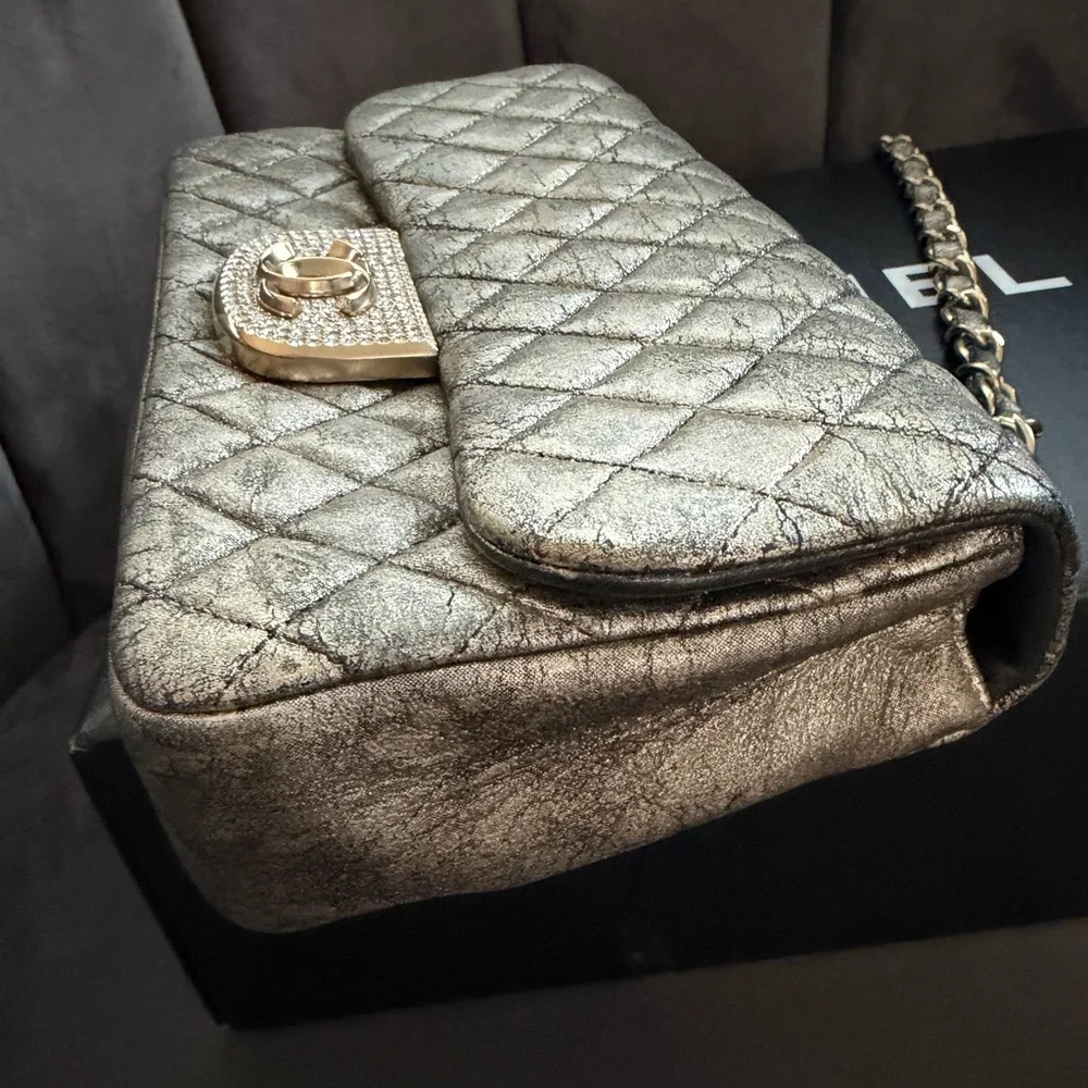 Limited Edition CHANEL Iridescent Classic Flap Bag with Crystal CC Lock - Picture 8 of 17